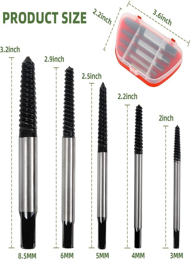 uptodateproducts مجموعة أدوات استخراج البراغي المكسورة من UpTodateProducts، مجموعة استخراج براغي الأنابيب، مجموعة استخراج البراغي، مزيل البراغي التالفة، لفك البراغي والمسامير المكسورة من M3 إلى M19 (1/8 بوصة - 3/4 بوصة) بسهولة - 5 قطع - Image 4